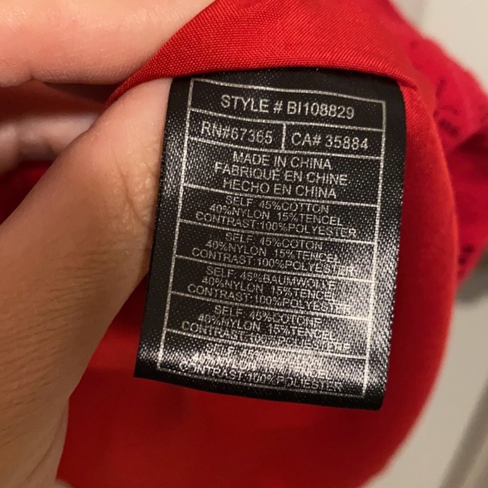 BB Dakota Off the Shoulder Red Lace Shift Dress - Picture 4 of 5